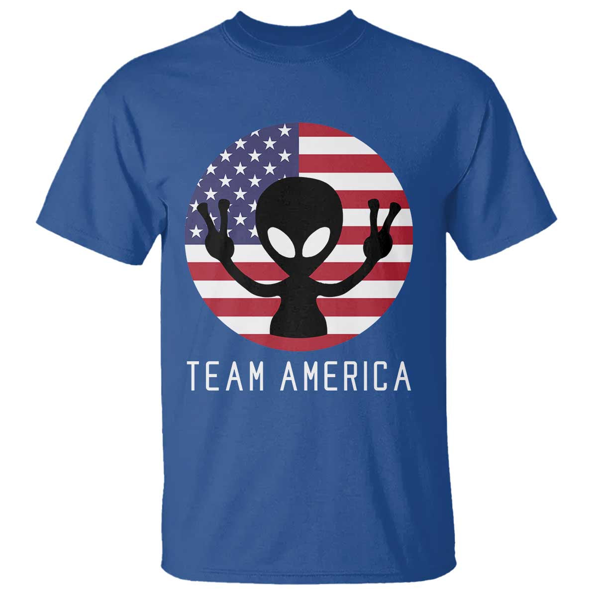 Funny 4th Of July Alien T Shirt Team America USA Flag UFO - Wonder Print Shop