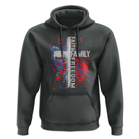 Patriotic Christian Hoodie Faith Family Freedom Vintage USA Flag Cross 4th Of July - Wonder Print Shop