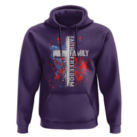 Patriotic Christian Hoodie Faith Family Freedom Vintage USA Flag Cross 4th Of July - Wonder Print Shop