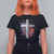 Patriotic Christian T Shirt For Women Faith Family Freedom Vintage USA Flag Cross 4th Of July - Wonder Print Shop
