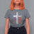 Patriotic Christian T Shirt For Women Faith Family Freedom Vintage USA Flag Cross 4th Of July - Wonder Print Shop