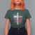 Patriotic Christian T Shirt For Women Faith Family Freedom Vintage USA Flag Cross 4th Of July - Wonder Print Shop