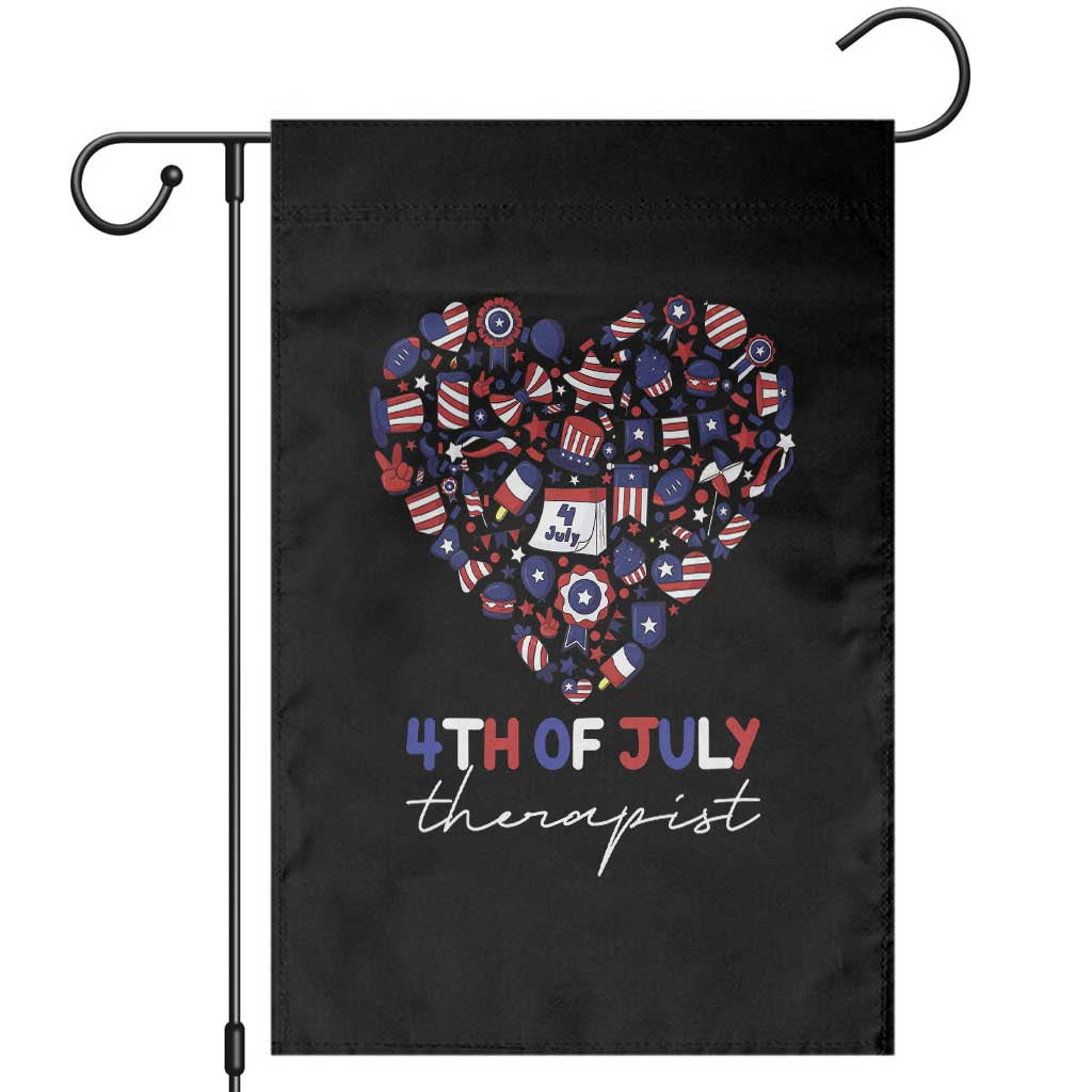 Funny Independence Day Garden Flag 4th Of July Therapist Big Heart