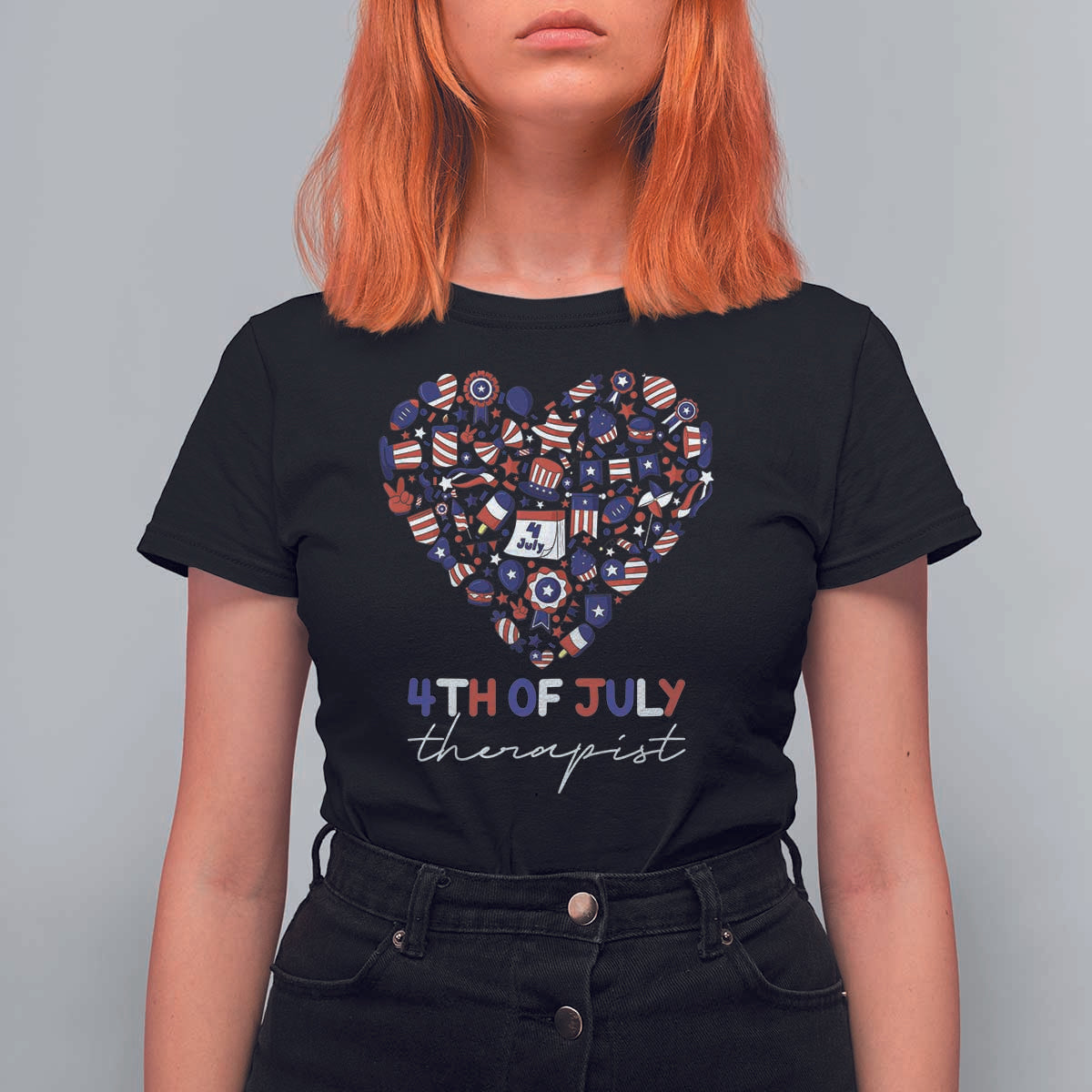 Funny Independence Day T Shirt For Women 4th Of July Therapist Big Heart - Wonder Print Shop
