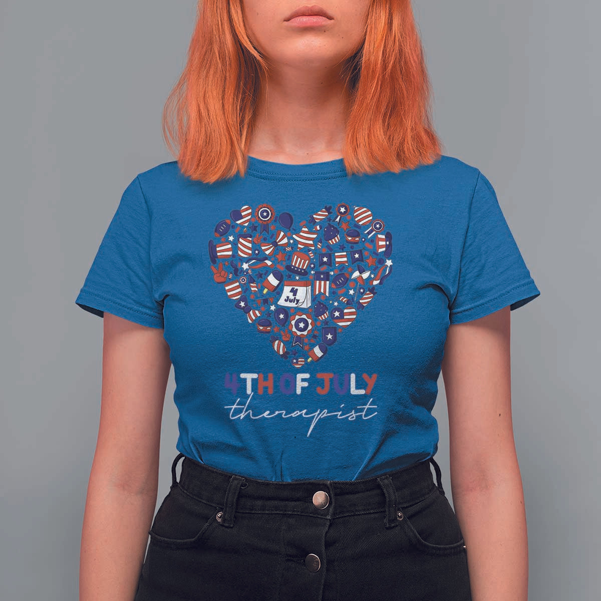 Funny Independence Day T Shirt For Women 4th Of July Therapist Big Heart - Wonder Print Shop