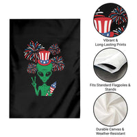 Funny Fourth Of July Alien Garden Flag American USA Flag Fireworks