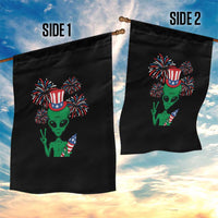 Funny Fourth Of July Alien Garden Flag American USA Flag Fireworks