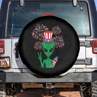 Funny Fourth Of July Alien Spare Tire Cover American USA Flag Fireworks