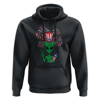Funny Fourth Of July Alien Hoodie American USA Flag Fireworks - Wonder Print Shop