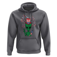 Funny Fourth Of July Alien Hoodie American USA Flag Fireworks - Wonder Print Shop
