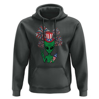 Funny Fourth Of July Alien Hoodie American USA Flag Fireworks - Wonder Print Shop