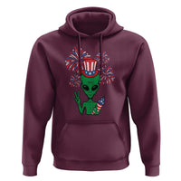 Funny Fourth Of July Alien Hoodie American USA Flag Fireworks - Wonder Print Shop