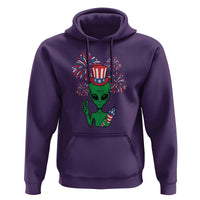 Funny Fourth Of July Alien Hoodie American USA Flag Fireworks - Wonder Print Shop