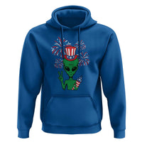 Funny Fourth Of July Alien Hoodie American USA Flag Fireworks - Wonder Print Shop