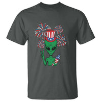 Funny Fourth Of July Alien T Shirt American USA Flag Fireworks - Wonder Print Shop
