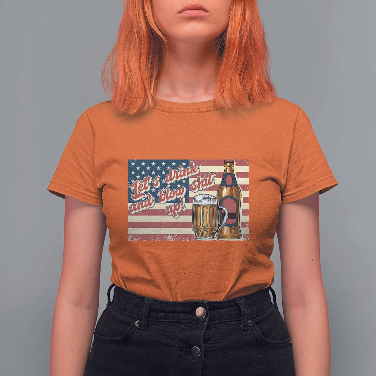 Funny 4th Of July Drinking T Shirt For Women Let's Drink And Blow Shit Up Independence Day - Wonder Print Shop