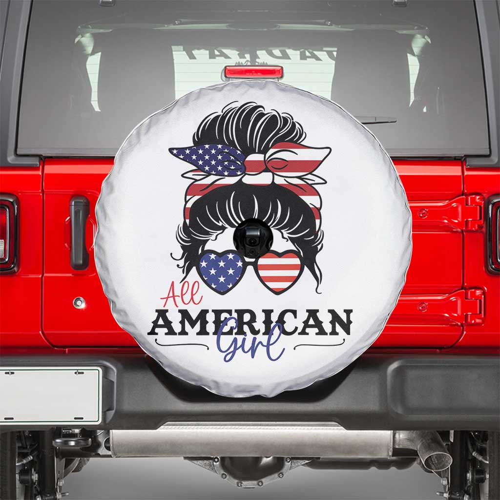 Fourth Of July Spare Tire Cover All American Girl USA Flag Independence Day