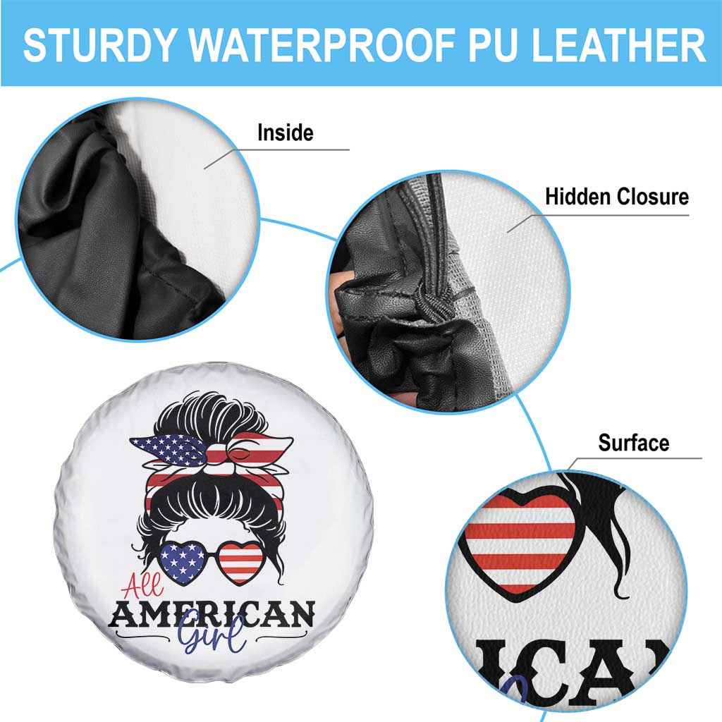 Fourth Of July Spare Tire Cover All American Girl USA Flag Independence Day