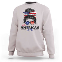 Fourth Of July Sweatshirt All American Girl USA Flag Independence Day - Wonder Print Shop