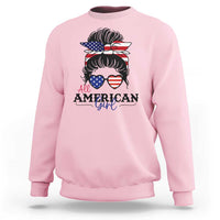 Fourth Of July Sweatshirt All American Girl USA Flag Independence Day - Wonder Print Shop