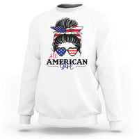 Fourth Of July Sweatshirt All American Girl USA Flag Independence Day - Wonder Print Shop