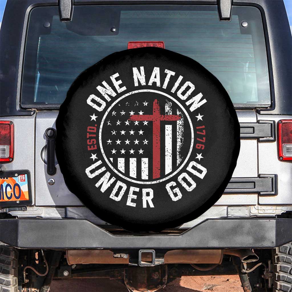 Funny One Nation Under God ESTD 1776 Spare Tire Cover 4th Of July Patriotic Christian - Wonder Print Shop