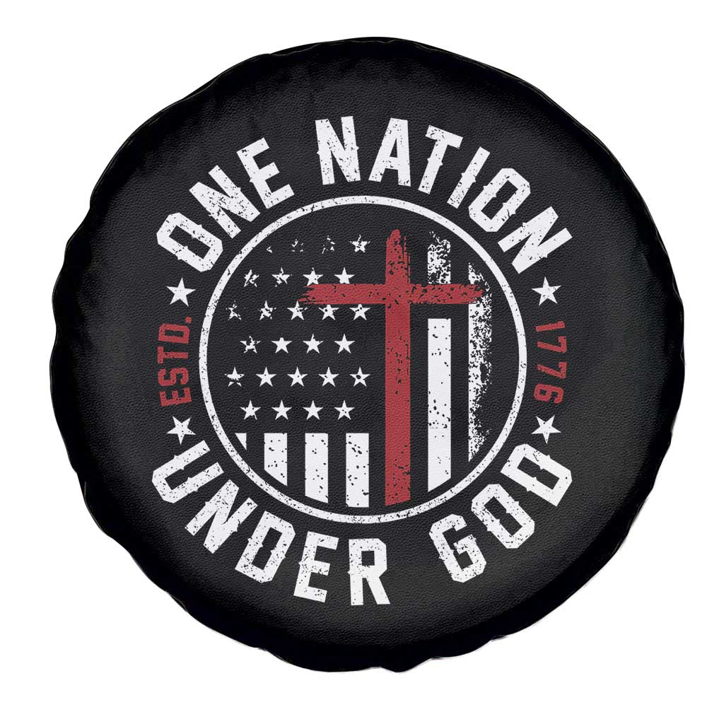 Funny One Nation Under God ESTD 1776 Spare Tire Cover 4th Of July Patriotic Christian - Wonder Print Shop