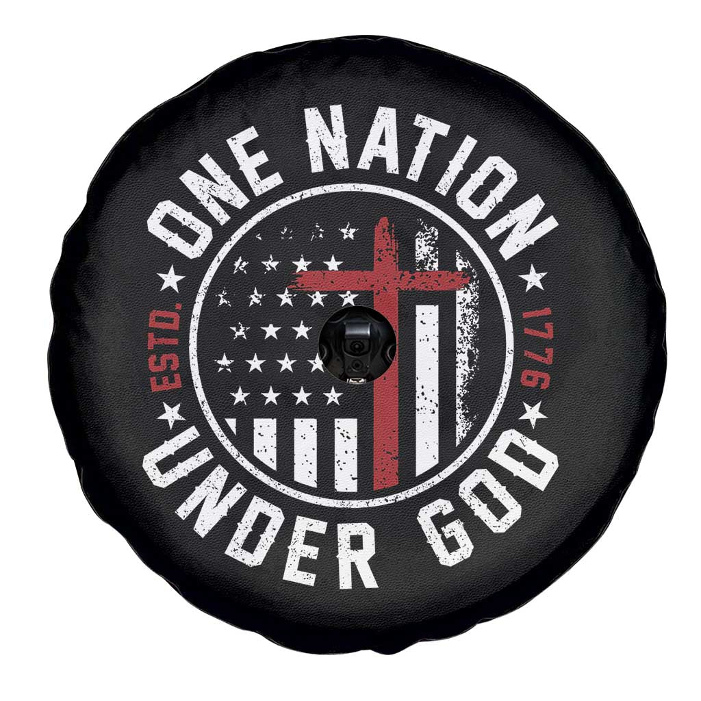 Funny One Nation Under God ESTD 1776 Spare Tire Cover 4th Of July Patriotic Christian - Wonder Print Shop