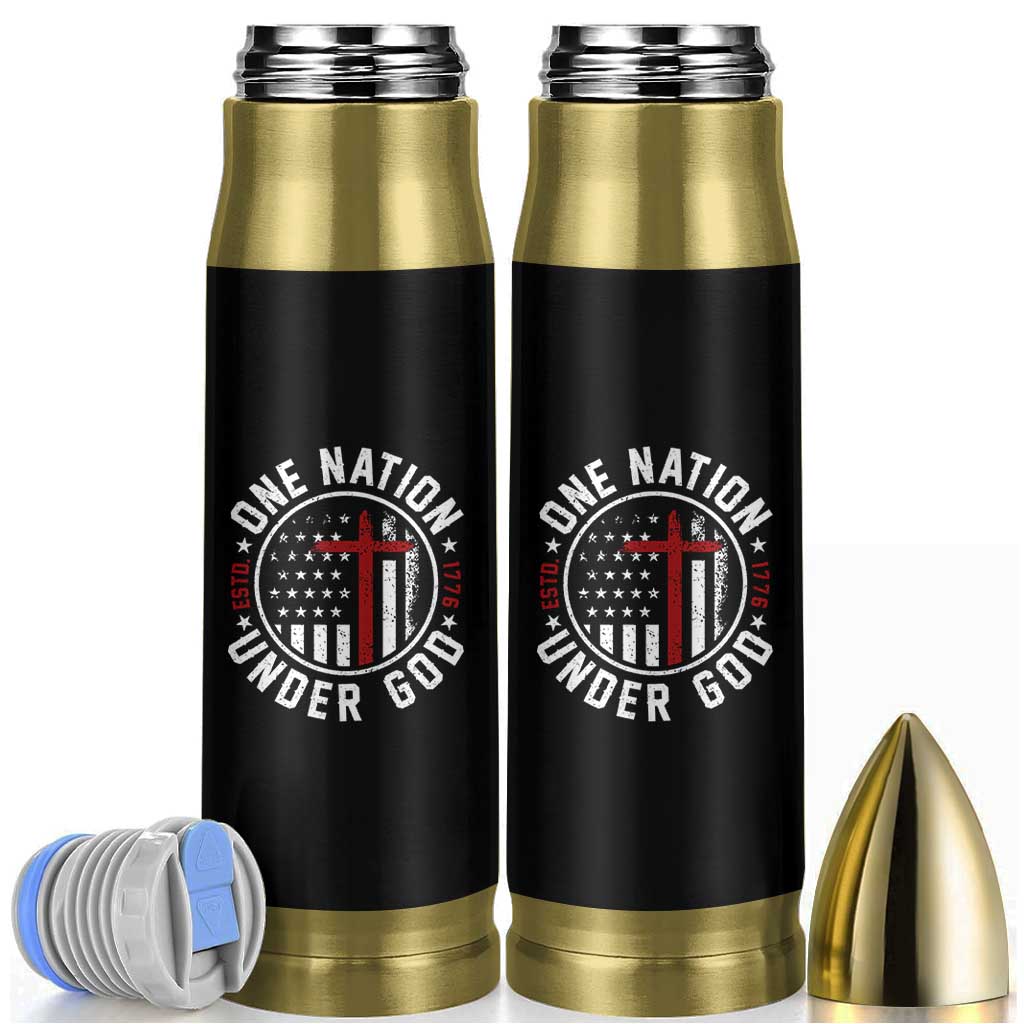 Funny One Nation Under God ESTD 1776 Bullet Tumbler 4th Of July Patriotic Christian - Wonder Print Shop