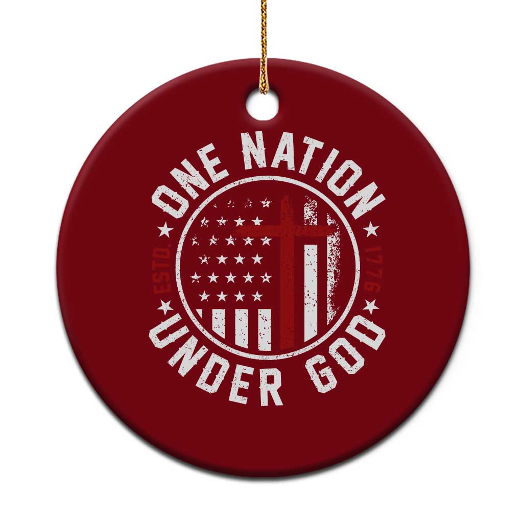 Funny One Nation Under God ESTD 1776 Ceramic Ornament 4th Of July Patriotic Christian - Wonder Print Shop