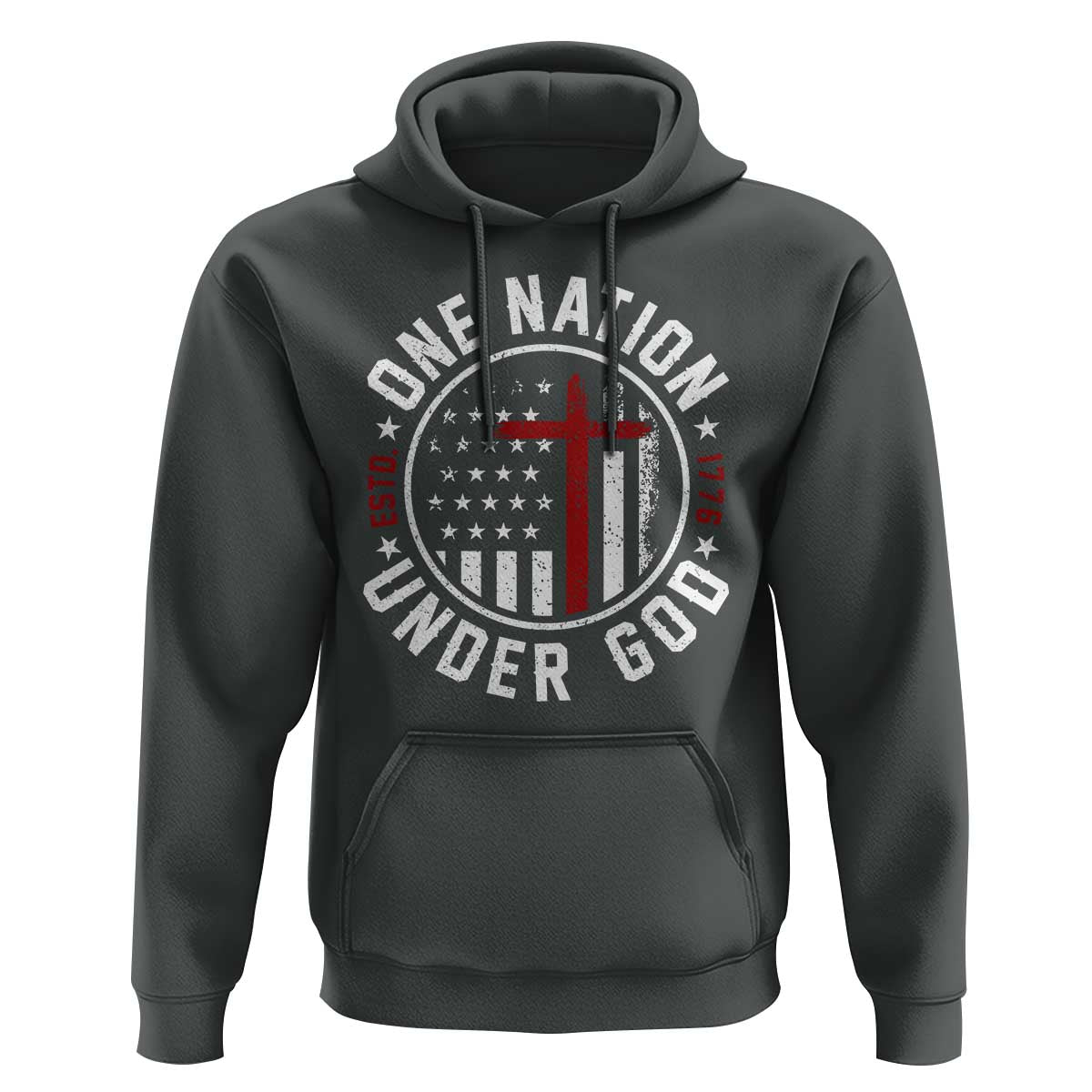 Funny One Nation Under God ESTD 1776 Hoodie 4th Of July Patriotic Christian - Wonder Print Shop