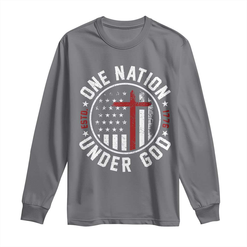 Funny One Nation Under God ESTD 1776 Long Sleeve Shirt 4th Of July Patriotic Christian - Wonder Print Shop