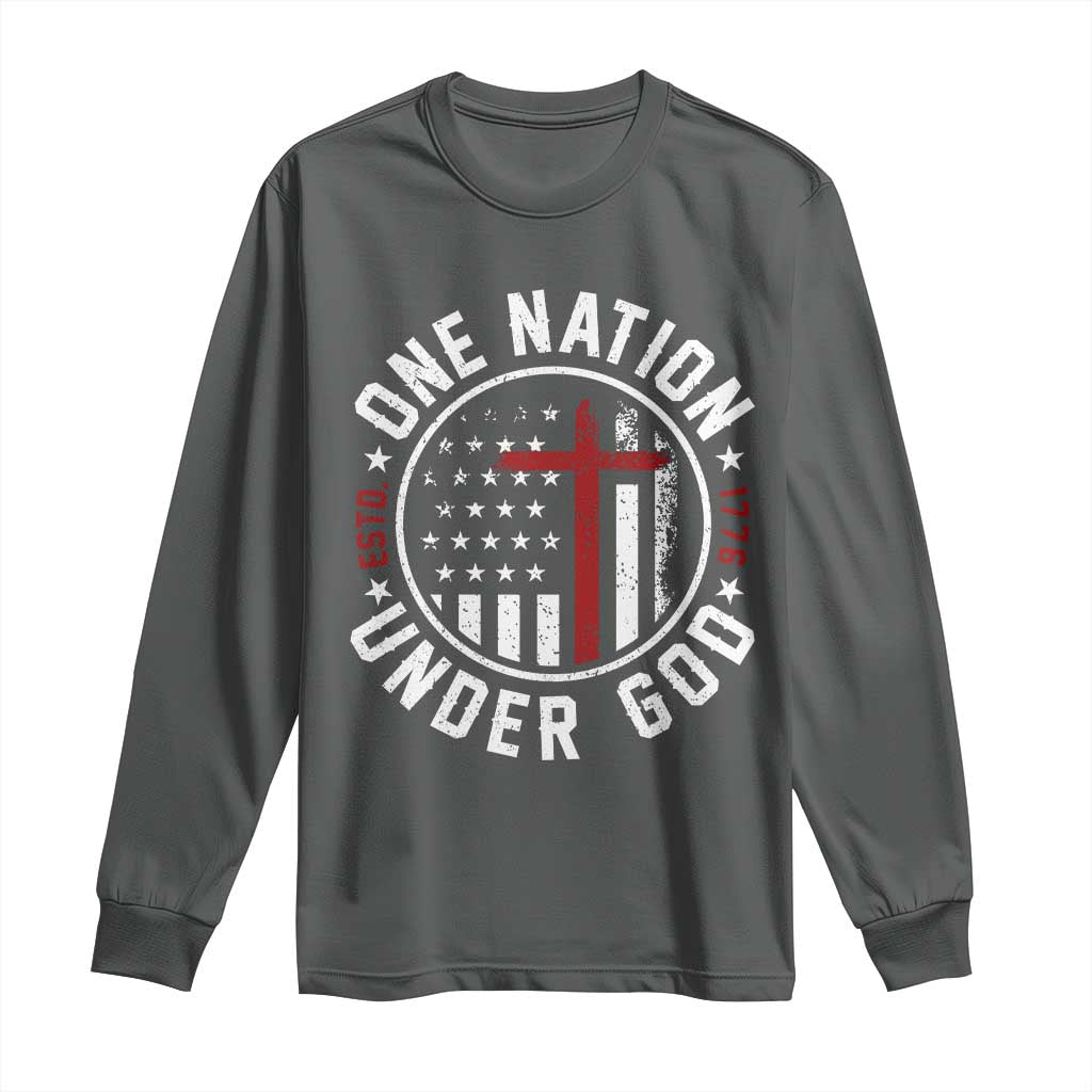 Funny One Nation Under God ESTD 1776 Long Sleeve Shirt 4th Of July Patriotic Christian - Wonder Print Shop