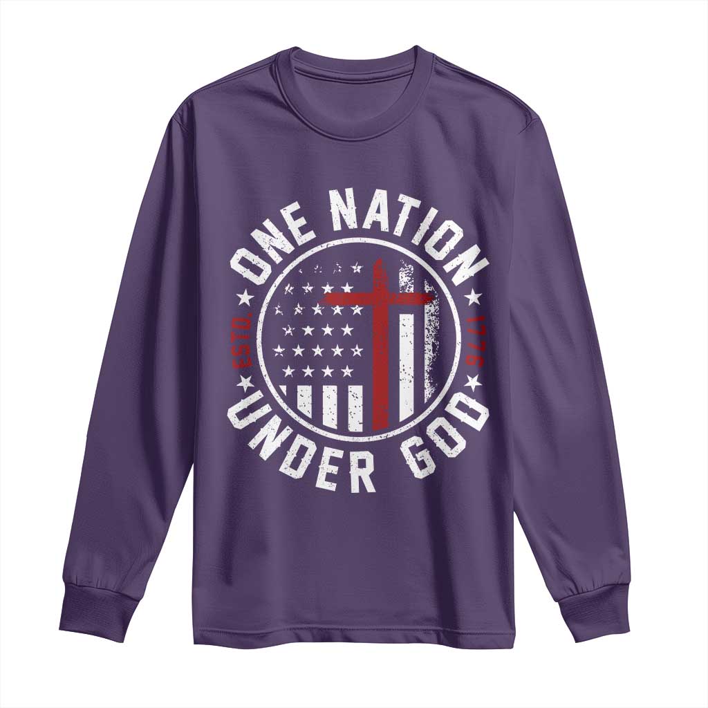 Funny One Nation Under God ESTD 1776 Long Sleeve Shirt 4th Of July Patriotic Christian - Wonder Print Shop