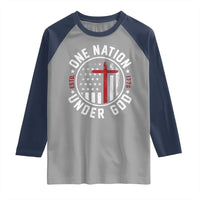 Funny One Nation Under God ESTD 1776 Raglan Shirt 4th Of July Patriotic Christian - Wonder Print Shop