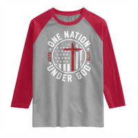 Funny One Nation Under God ESTD 1776 Raglan Shirt 4th Of July Patriotic Christian - Wonder Print Shop