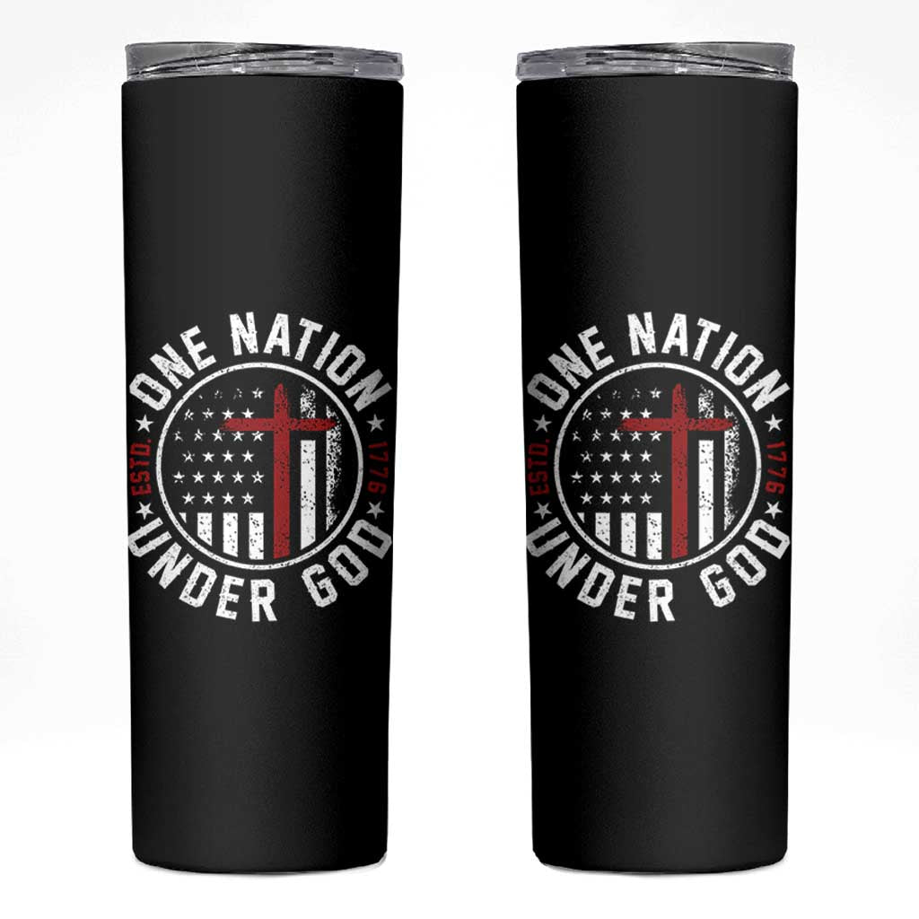 Funny One Nation Under God ESTD 1776 Skinny Tumbler 4th Of July Patriotic Christian - Wonder Print Shop