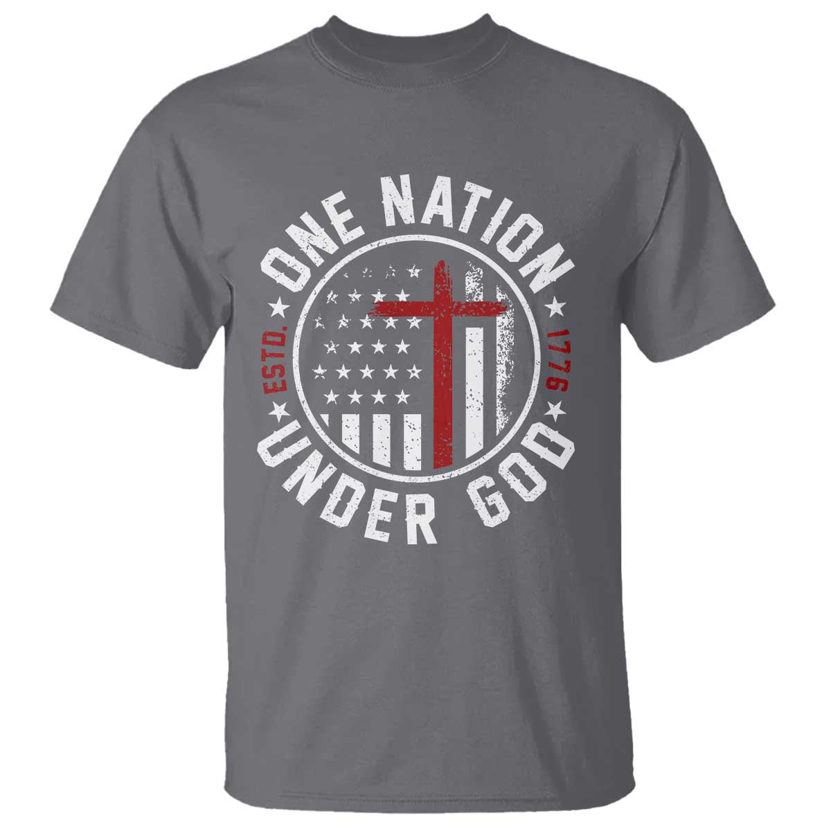 Funny One Nation Under God ESTD 1776 T Shirt 4th Of July Patriotic Christian - Wonder Print Shop
