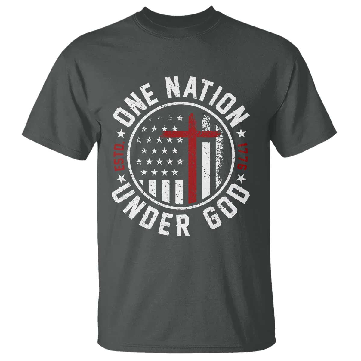 Funny One Nation Under God ESTD 1776 T Shirt 4th Of July Patriotic Christian - Wonder Print Shop