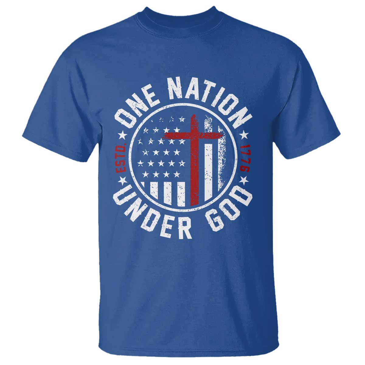 Funny One Nation Under God ESTD 1776 T Shirt 4th Of July Patriotic Christian - Wonder Print Shop