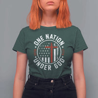 Funny One Nation Under God ESTD 1776 T Shirt For Women 4th Of July Patriotic Christian - Wonder Print Shop