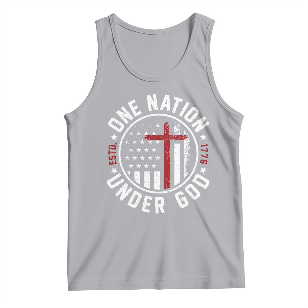 Funny One Nation Under God ESTD 1776 Tank Top 4th Of July Patriotic Christian - Wonder Print Shop