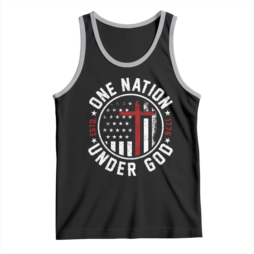 Funny One Nation Under God ESTD 1776 Tank Top 4th Of July Patriotic Christian - Wonder Print Shop