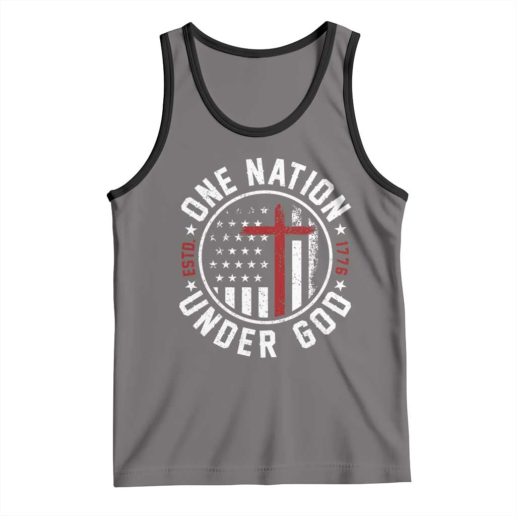 Funny One Nation Under God ESTD 1776 Tank Top 4th Of July Patriotic Christian - Wonder Print Shop
