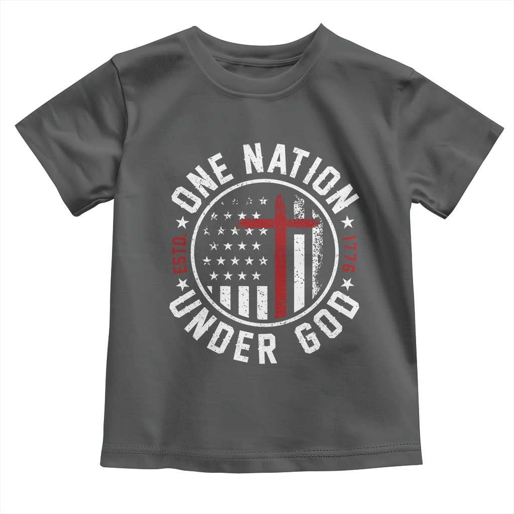 Funny One Nation Under God ESTD 1776 Toddler T Shirt 4th Of July Patriotic Christian - Wonder Print Shop