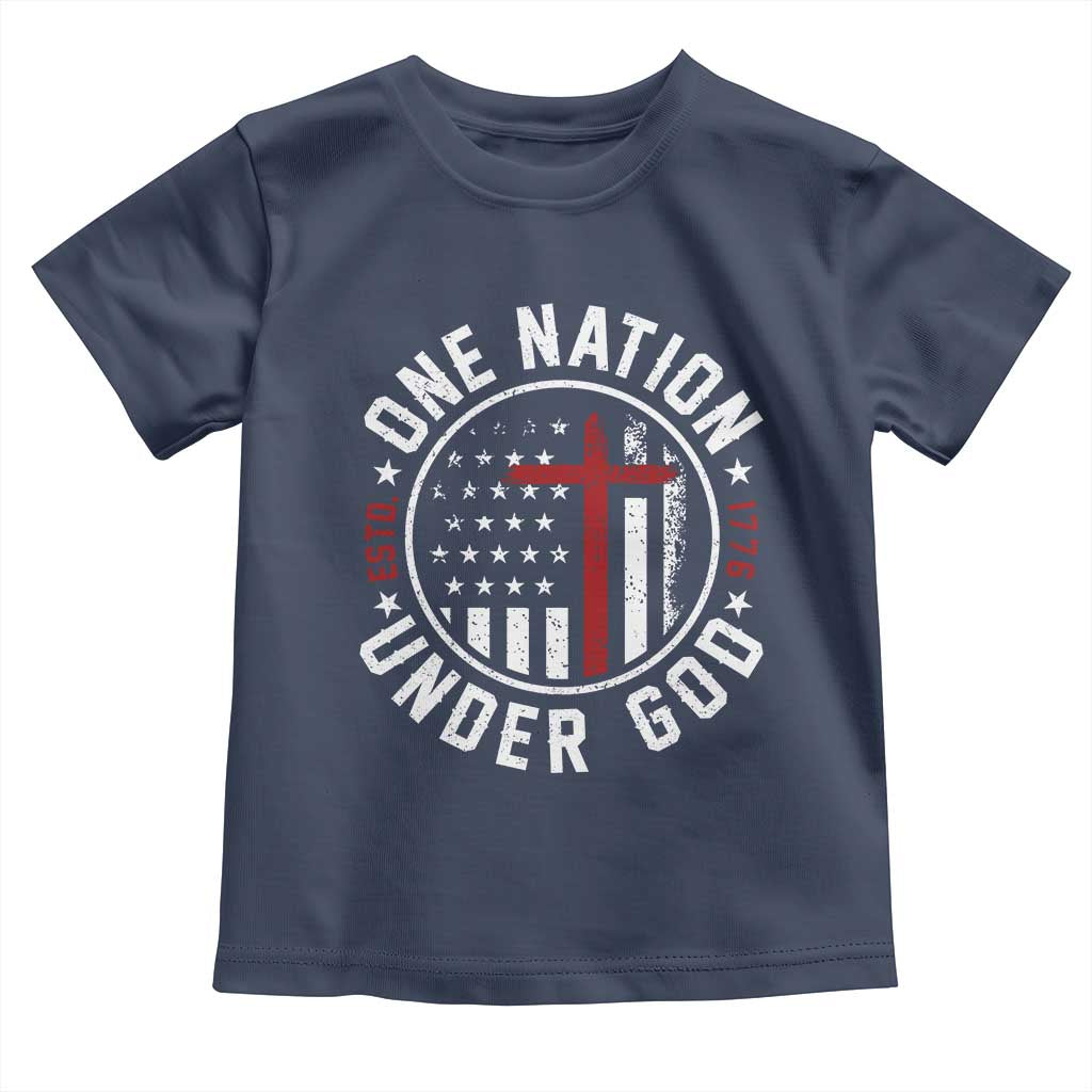 Funny One Nation Under God ESTD 1776 Toddler T Shirt 4th Of July Patriotic Christian - Wonder Print Shop