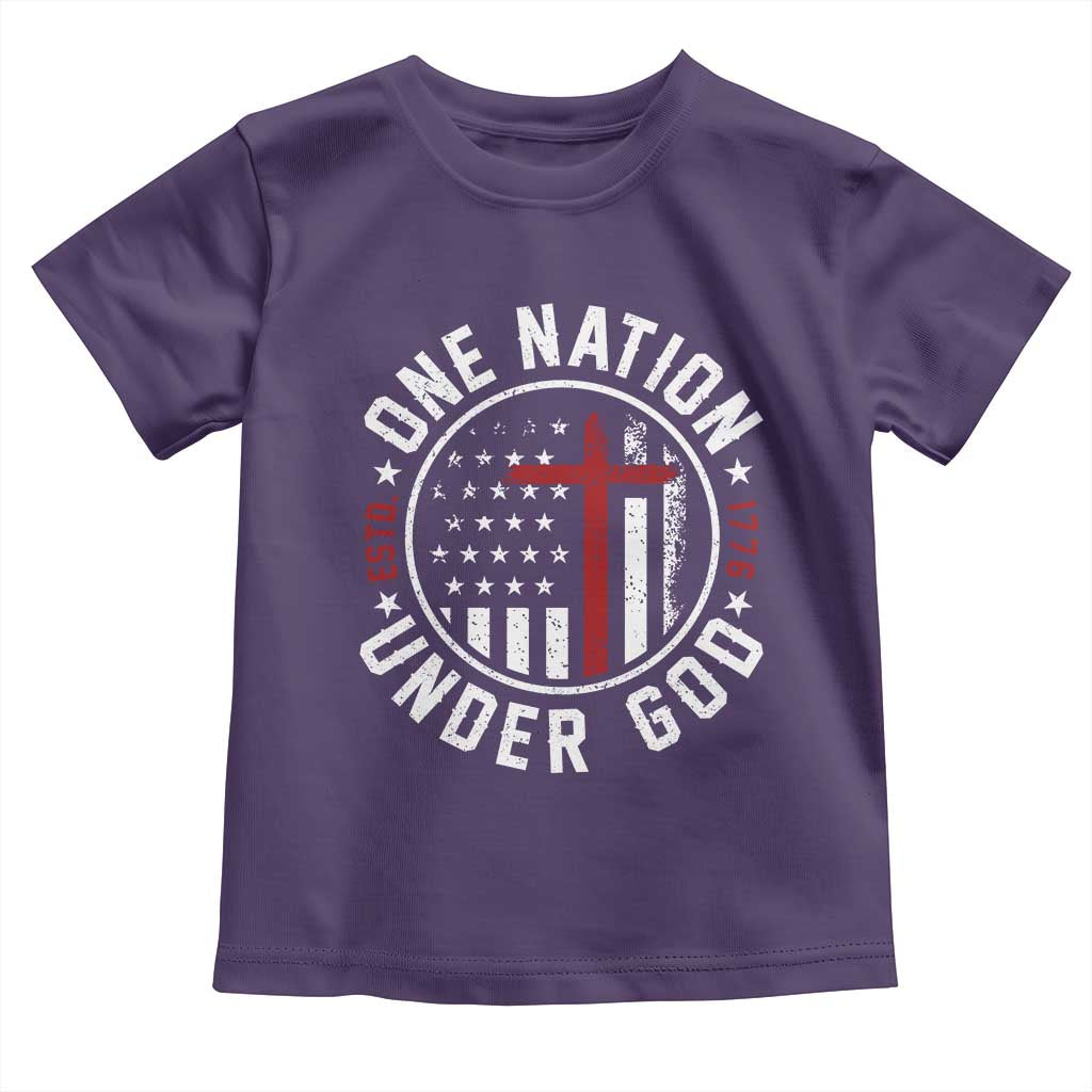 Funny One Nation Under God ESTD 1776 Toddler T Shirt 4th Of July Patriotic Christian - Wonder Print Shop
