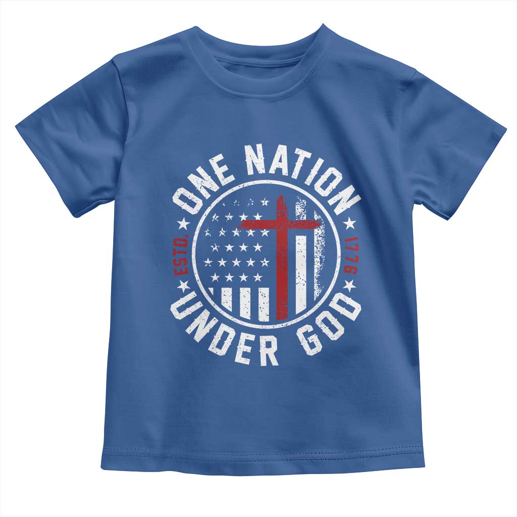 Funny One Nation Under God ESTD 1776 Toddler T Shirt 4th Of July Patriotic Christian - Wonder Print Shop