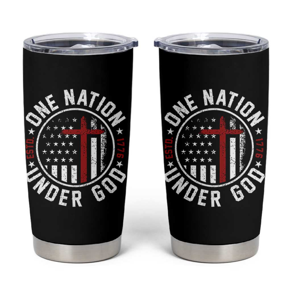 Funny One Nation Under God ESTD 1776 Tumbler Cup 4th Of July Patriotic Christian - Wonder Print Shop