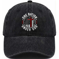 Funny One Nation Under God ESTD 1776 Washed Cotton Baseball Cap 4th Of July Patriotic Christian